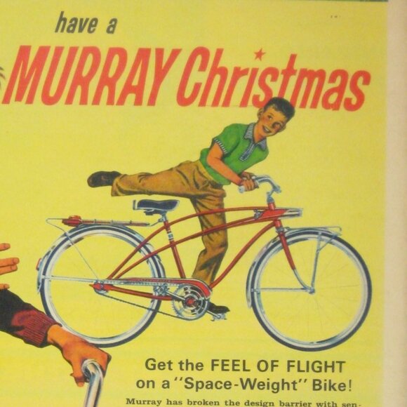 Have A Murray Christmas Vintage 1960s Bicycle Advertising Print Get Feel Flight - Picture 2 of 2